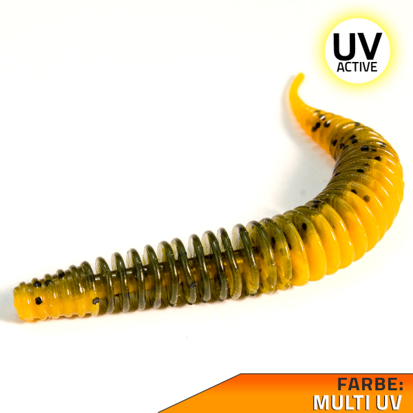 Big Worms Wurm gerippt Angelköder Multi UV Flusskrebs