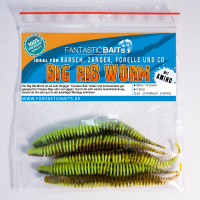 Big Worms Wurm gerippt Angelköder Motoroil / Chartreuse UV Flusskrebs