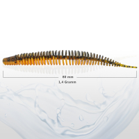 Big Worms Wurm gerippt Angelköder Motoroil / Chartreuse UV Flusskrebs