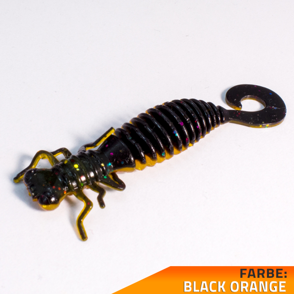 Kunstköder Larve Top Köder Aroma Barsch Forelle Trout Köder Angeln Gummiköder Black Orange Tintenfisch