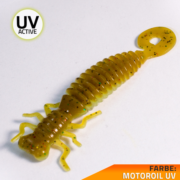 Kunstköder Larve Top Köder Aroma Barsch Forelle Trout Köder Angeln Gummiköder Motoröl UV pur / Amino