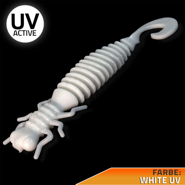 Kunstköder Larve Top Köder Aroma Barsch Forelle Trout Köder Angeln Gummiköder White UV Shrimp