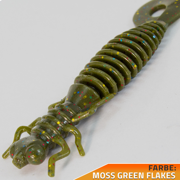 Kunstköder Larve Top Köder Aroma Barsch Forelle Trout Köder Angeln Gummiköder Moss Green Flakes Shrimp