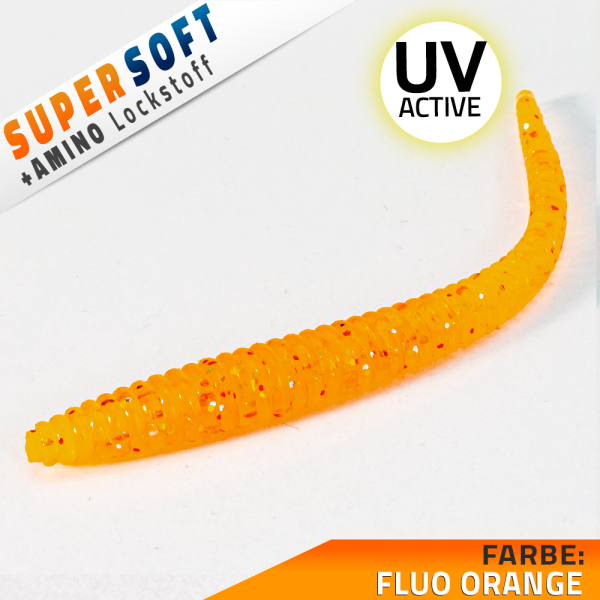 Künstliche Würmer Kunstköder Aroma Barsch Forelle Trout Angeln Gummiköder Wurm Fluo Orange Regenwurm