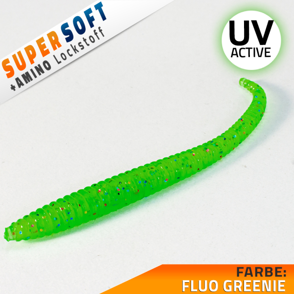 Künstliche Würmer Kunstköder Aroma Barsch Forelle Trout Angeln Gummiköder Wurm Fluo Greenie Knoblauch