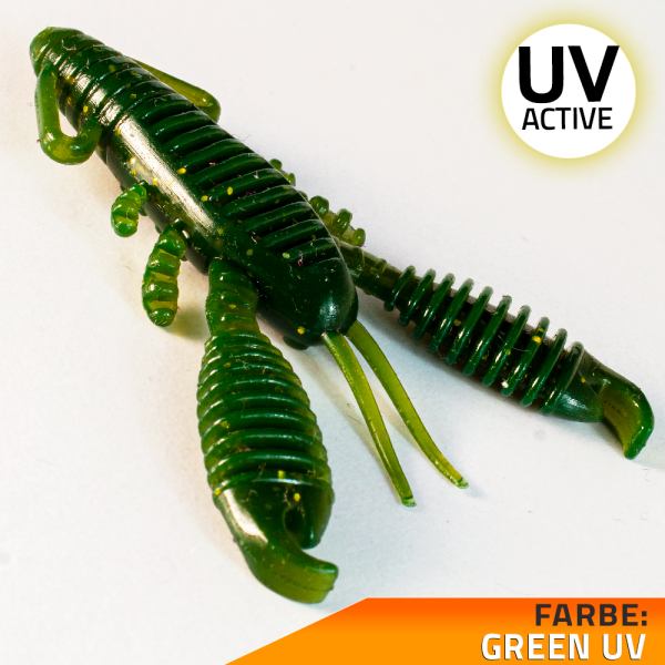 Krebse Kunstköder schwimmend +Aroma Barsch Forelle Trout Köder Angeln Gummiköder Green UV Knoblauch