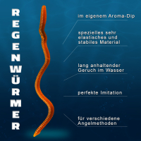 14x Angelwürmer im Dip +Aroma künstliche Regenwürmer Angel Kunstköder Dendrobena Shrimp / Garnele